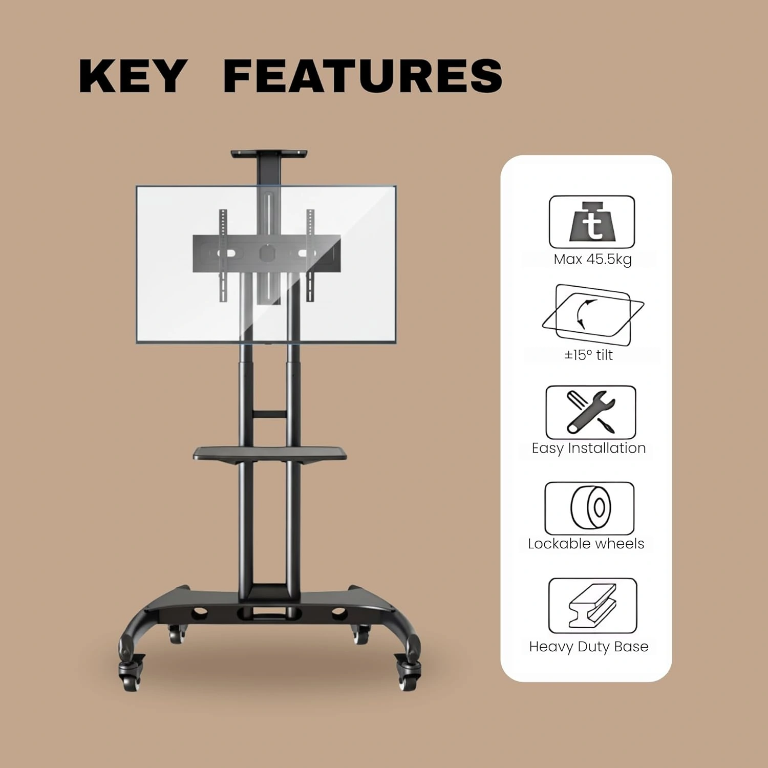 LED MOBILE Portable Trolly Stand 32"-75" (Ava1500-60-1P) view 6